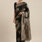 Saree Mall Black Floral Linen Blend Banarasi Saree | Swadesiicart