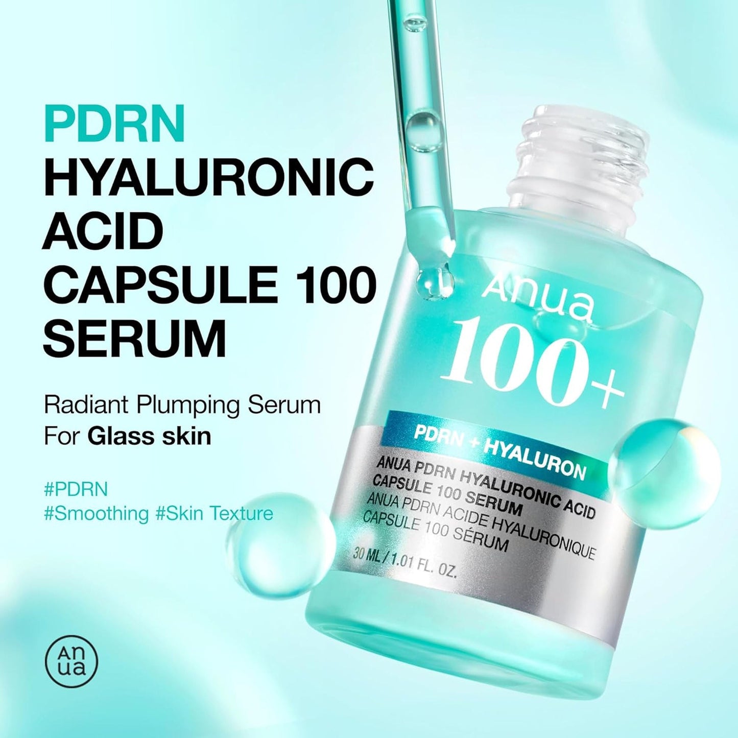 Anua Pdrn Hyaluronic Acid Capsule 100 Serum with Collagen For Plump, Dewy, Radiant Glass Skin | Swadesiicart