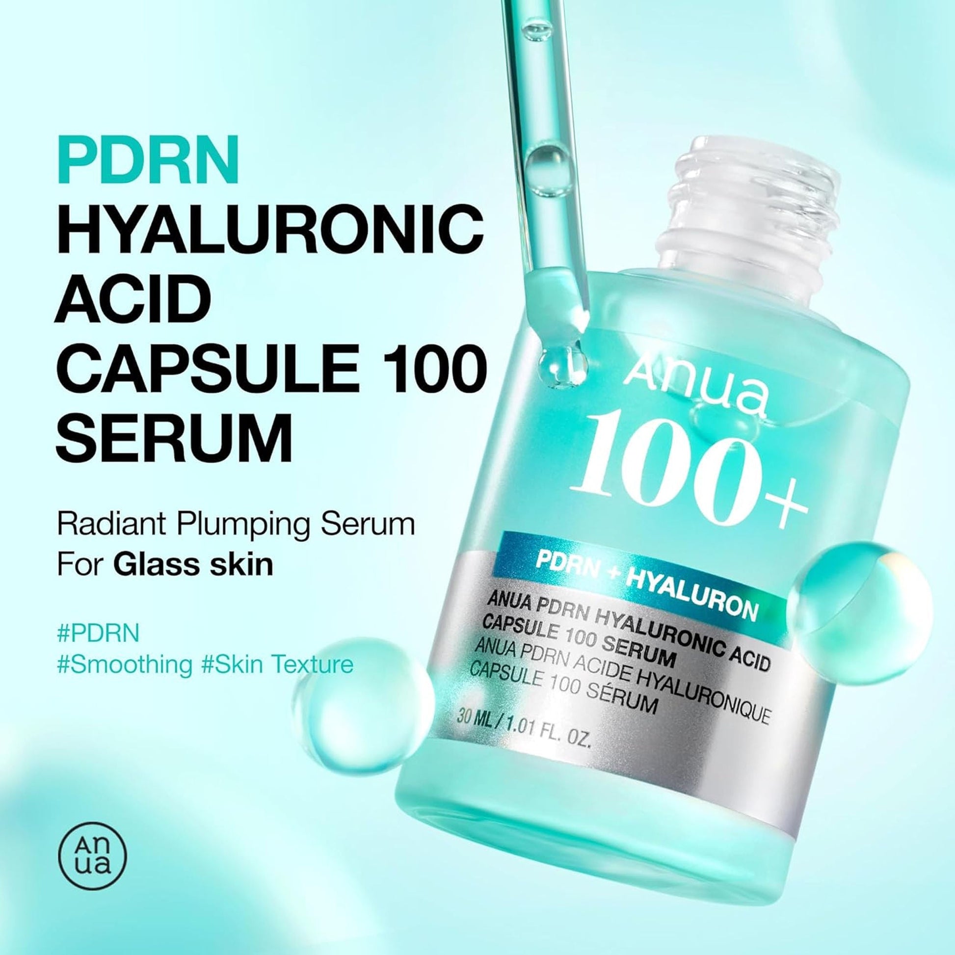 Anua Pdrn Hyaluronic Acid Capsule 100 Serum with Collagen For Plump, Dewy, Radiant Glass Skin | Swadesiicart
