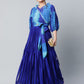 Ahalyaa Women Stunning Blue Crepe Printed Top with Skirt | Swadesiicart