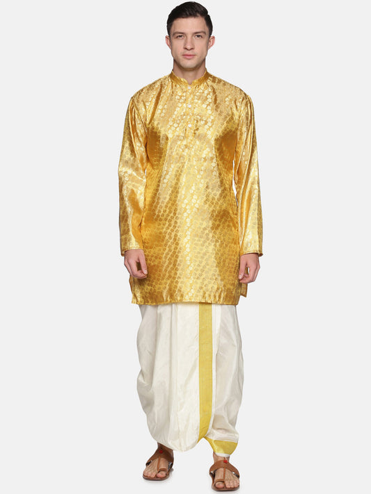 Sethukrishna Men Cream-Coloured Solid Readymade Dhoti Pants | Swadesiicart