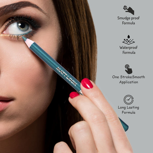 Matt Look Colorite Long Lasting Smudge Proof Eye Liner Pencil - Go Green 03 - Swadesiicart