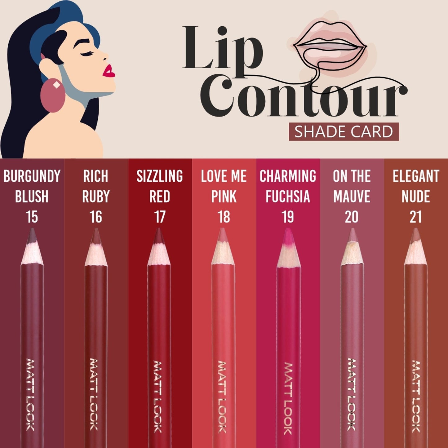 Matt Look Colorite Lip Contour Professional Matte Lip Color Pencil - Foreverpink 07 - Swadesiicart