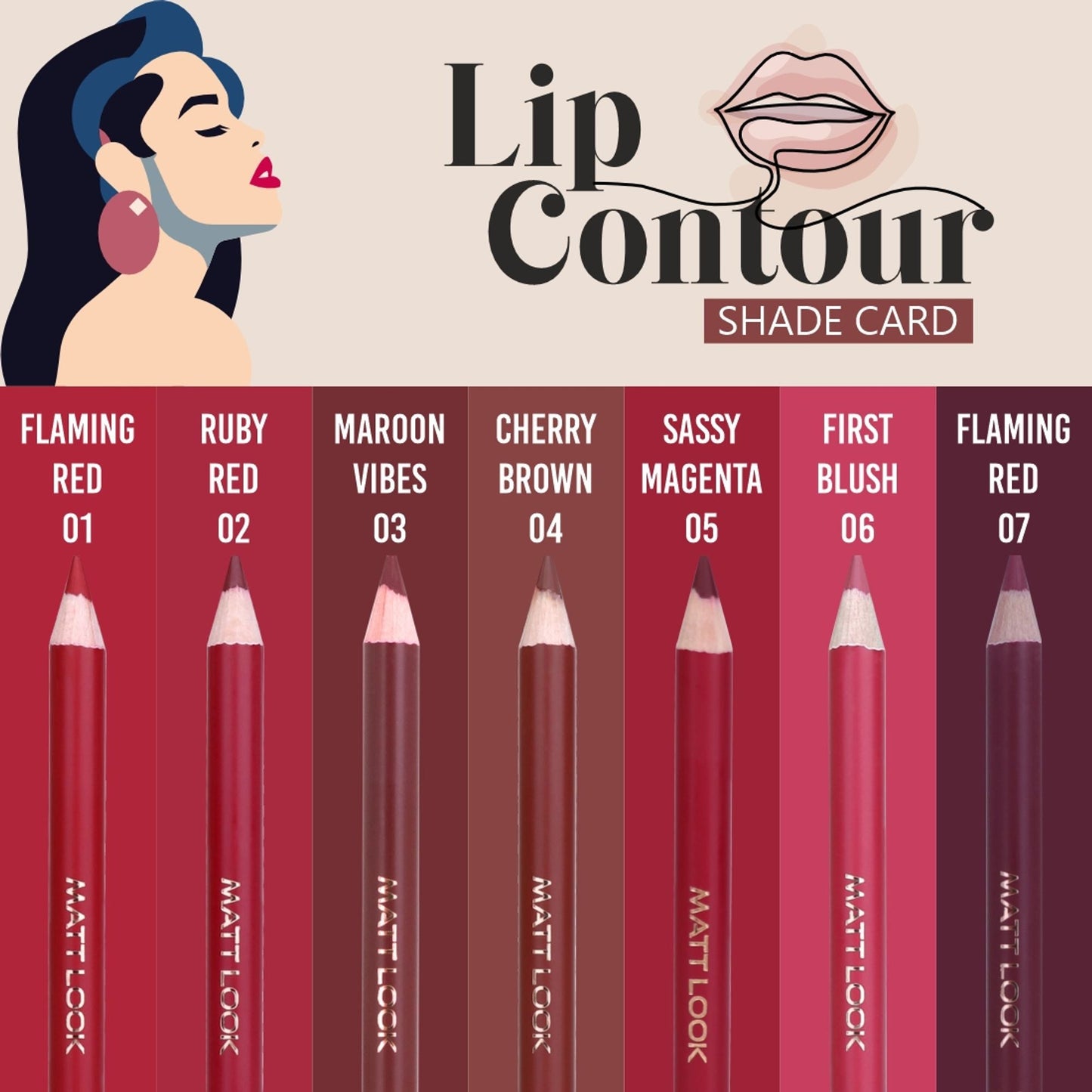 Matt Look Colorite Lip Contour Professional Matte Lip Color Pencil - Elegant Nude 21 - Swadesiicart