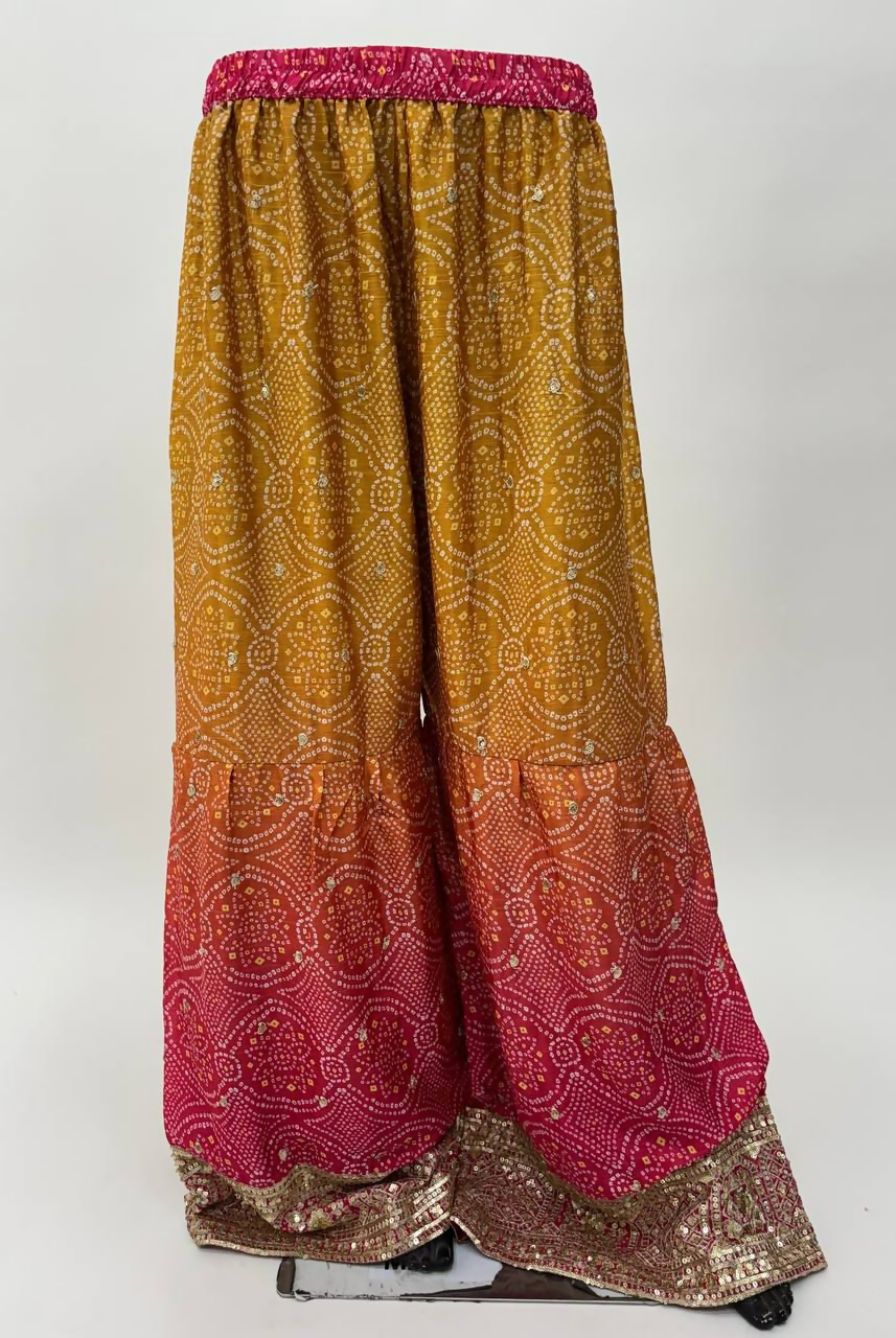 Lorenvalley Fashion Yellow and Pink Chinon Embroidery With Sequince Work Salwar Kameez Stitched | Swadesiicart