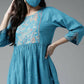 Juniper Women Skyblue Rayon Slub Polka Print Peplum Tunic | Swadesiicart