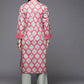 Ahalyaa Women Pink & Sea Green Floral Printed Gotta Patti Velvet Kurta | Swadesiicart