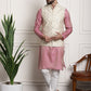 Sojanya Men Pink Ethnic Motifs Kurta with Pyjamas & Nehru Jacket | Swadesiicart