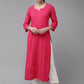 ADA Women Magenta & Magenta Ethnic Motifs Embroidered Chikankari Georgette Kurta | Swadesiicart