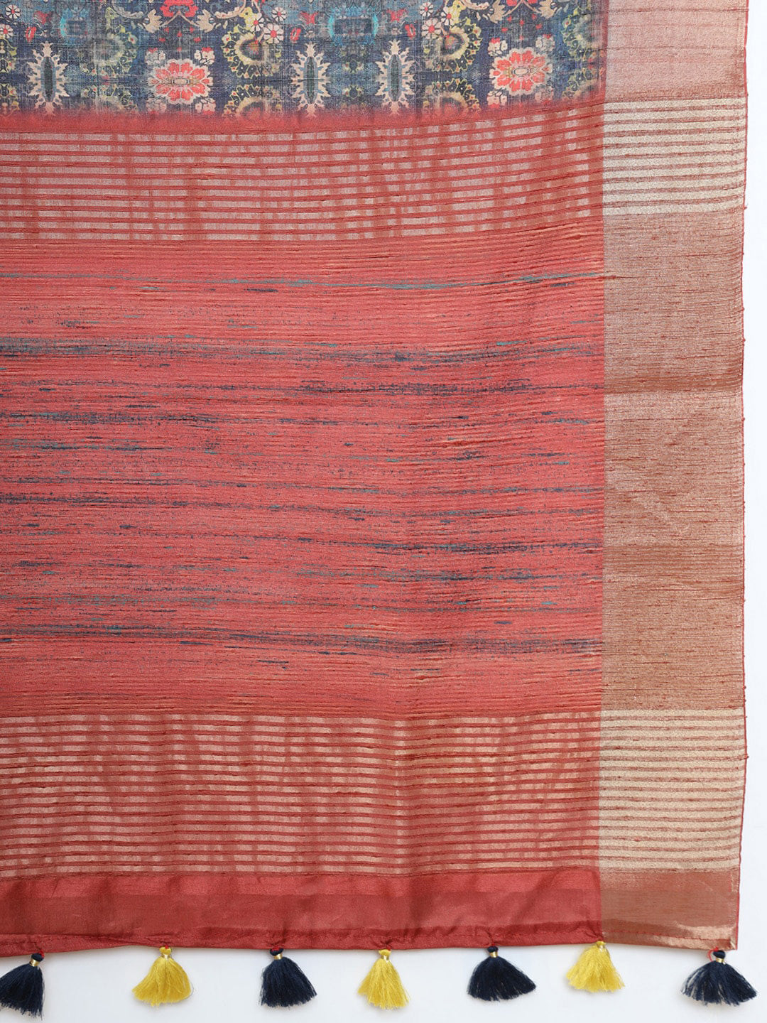 Soch Blue & Pink Floral Zari Silk Blend Ready to Wear Saree | Swadesiicart