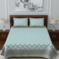 LIVING ROOTS White & Blue Printed 210 TC 1 King Jaipuri Bedsheet With 2 Pillow Covers - Swadesiicart