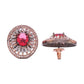 Shoshaa Rose Gold-Polished & White Circular Studs | Swadesiicart