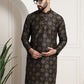 Sojanya Men Black & Brown Ethnic Motifs Printed Kurta | Swadesiicart