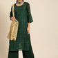 Sangria Women Green Ethnic Motifs Chikankari Kurta with Palazzos | Swadesiicart