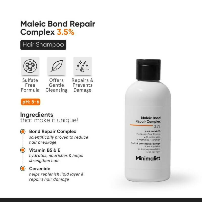 Minimalist Maleic Bond Repair Complex 3.5 % Hair Shampoo - Swadesiicart