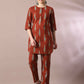 Myshka Women's Rust Printed Cotton Round Neck Party Tunic With Trousers Co-ord set - Swadesiicart