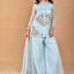 Morchari Women And Hand Embroidery Palazzo Set-Sky Blue - Swadesiicart
