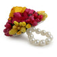 Yellow Pink Beaded Flower Jewellery Set - Ruby Raang - Swadesiicart
