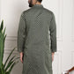 Sojanya Men Green & Beige Jacquard Silk Kurta | Swadesiicart
