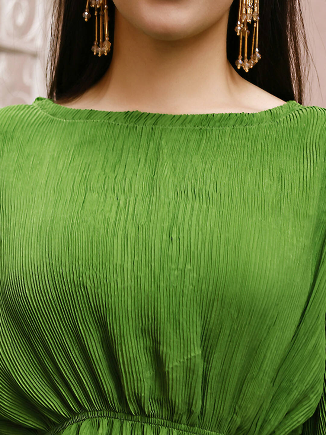 Green Crush Plain Top with Matching Bottom - Eesha - Swadesiicart