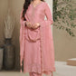 Anaita Peach Heavy Natural Crepe Stitched Suit with Embroidery & Zarkhan Work