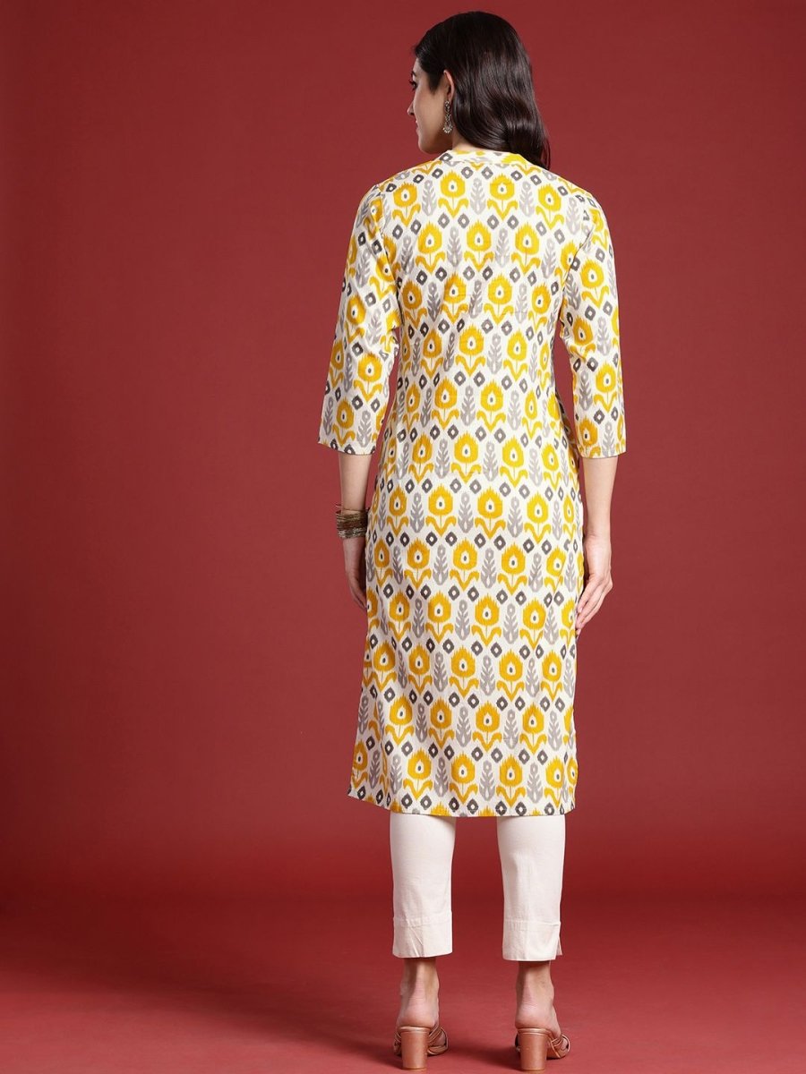 Anouk Ethnic Motifs Ikat Dyed Pure Cotton Kurta - Swadesiicart