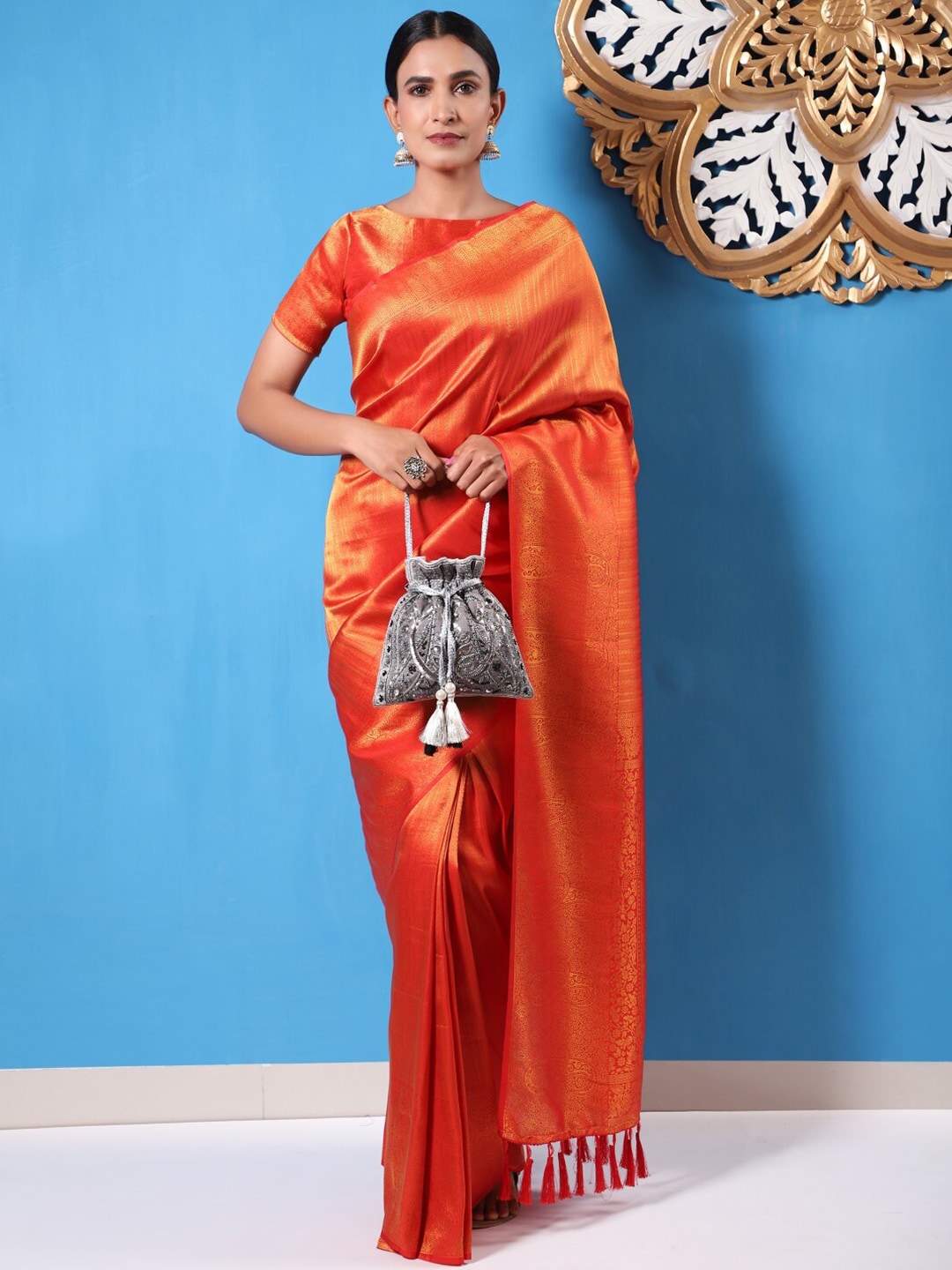 Masq Grey & White Embellished Potli Clutch - Swadesiicart