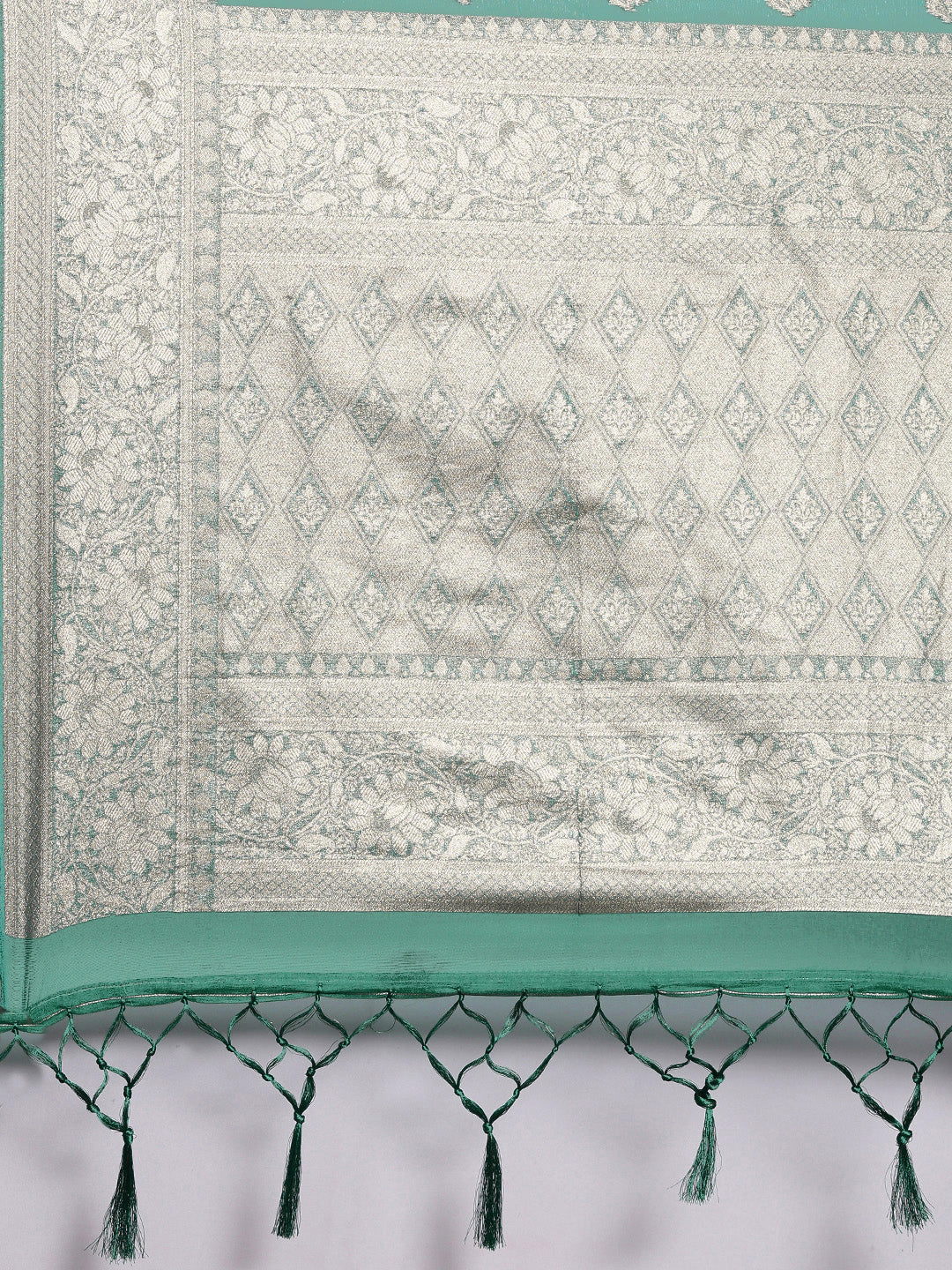 Saree Mall Green Ethnic Motifs Zari Organza Banarasi Saree | Swadesiicart