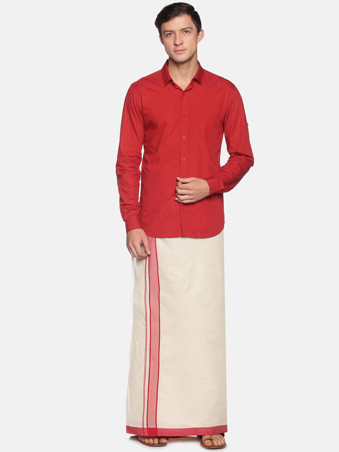 Sethukrishna Off White Traditional Kerala Double Mundu For Men | Swadesiicart