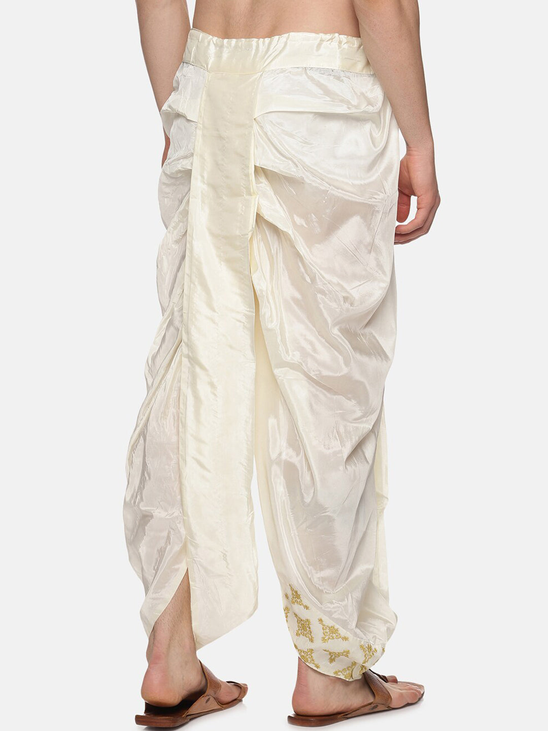 Sethukrishna Men Cream Embroidered Dhoti Pant | Swadesiicart
