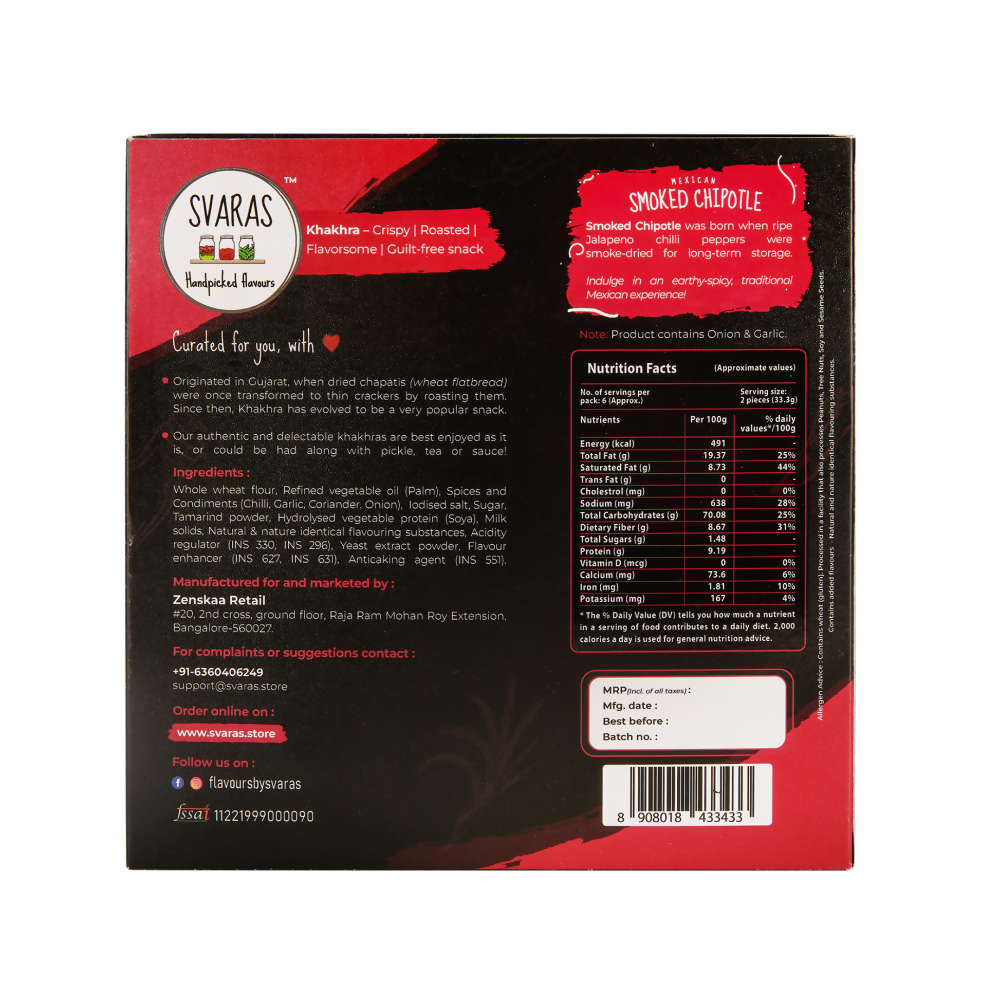 Svaras Mexican Smoked Chipotle Khakhra - Swadesiicart