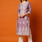Kalini Floral Embroidered Cotton Straight Kurta - Swadesiicart