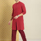 House of Pataudi Men Chikankari Embroidered Pure cotton Jashn Kurta with Pyjama | Swadesiicart