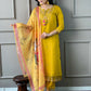 Partywear Designer Chanderi Mustard Stitched Suit With Dupatta - Tanisha | Swadesiicart