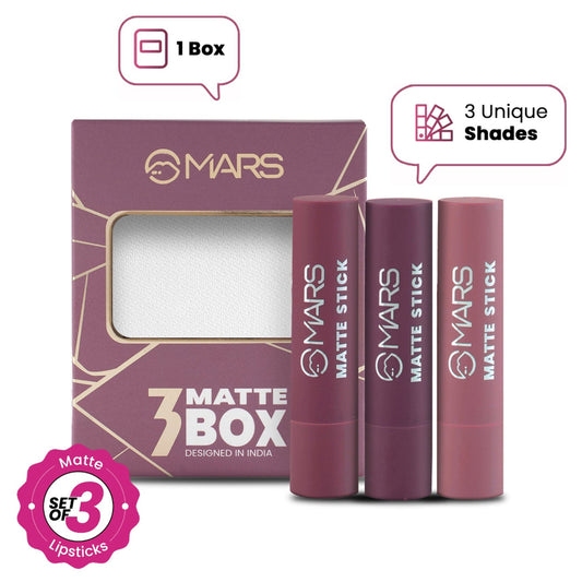 MARS Cosmetics Matte Lipsticks Box - 03 Plums - Swadesiicart
