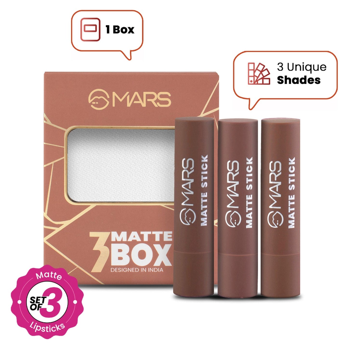 MARS Cosmetics Matte Lipsticks Box - 04 Browns - Swadesiicart