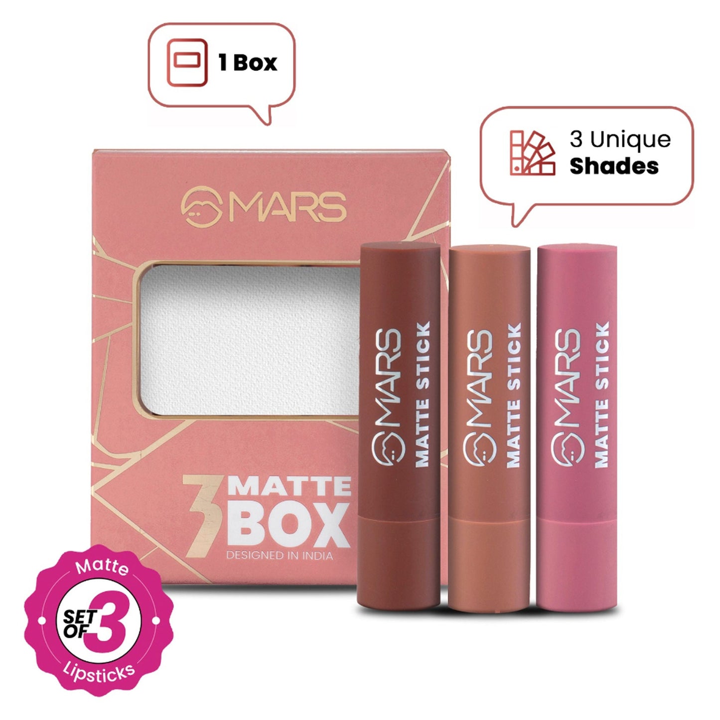 MARS Cosmetics Matte Lipsticks Box - Blushes Nudes - Swadesiicart