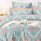 AEROHAVEN Premium Blue & Pink Ethnic Motifs Cotton 300 TC King Bedsheet & 2 Pillow Covers