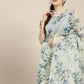 Saree Mall Blue Floral Sequinned Linen Blend Chanderi Saree | Swadesiicart