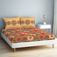 SPACES Aurum Orange Ethnic Motifs Pure Cotton 140 TC Queen Bedsheet with 2 Pillow Covers - Swadesiicart