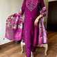 The52 Wine Women's Gorgeous Embroidered Rayon Fabric Straight Kurta Pant with Dupatta Set - Swadesiicart