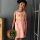 ArthLife Peach Pineapple Embroidered Dress