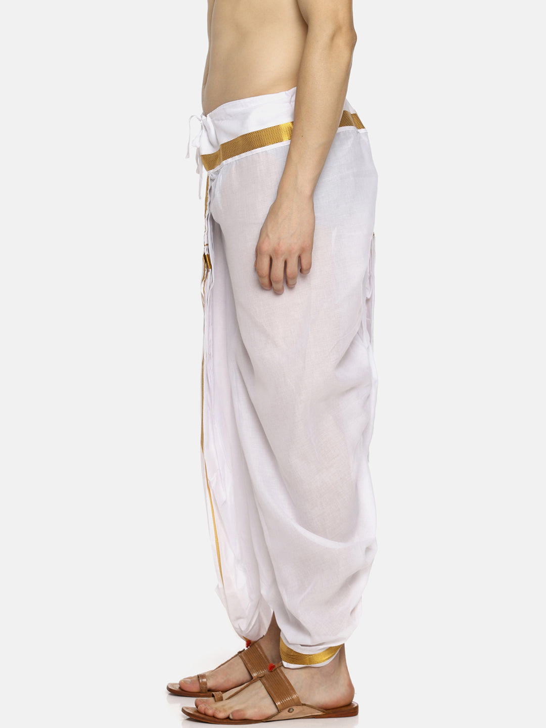 Sethukrishna Men White Solid Readymade Dhoti | Swadesiicart