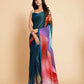Sangria Navy Blue & Violet Satin Ready to Wear Saree | Swadesiicart