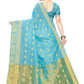 Vamika Banarasi Jacquard Weaving Sky Blue Saree | Swadesiicart