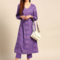 Anouk Women Purple Ethnic Motifs Printed Regular A-line Kurta with Trousers - Swadesiicart