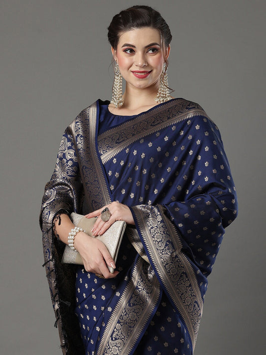 Mitera Woven Design Zari Silk Blend Banarasi Saree | Swadesiicart