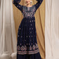 Kalini Women Navy Blue Floral Embroidered Thread Work Kurta with Sharara | Swadesiicart