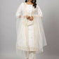 Juniper Women's White Chinnon Solid Embroidered Kurta Set | Swadesiicart