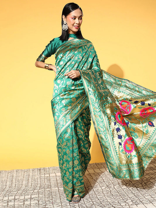 Saree Mall Ethnic Motifs Silk Blend Banarasi Sarees | Swadesiicart